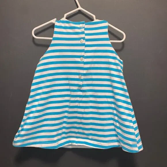 Girls 18m Smocked Sail Boat Dress  Blue White Stripes - Picture 6 of 6